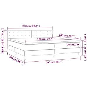 Box spring postel s matrací a LED modrá 200x200 cm textil - obrázek 8