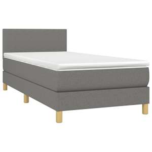 Box spring postel s matrací a LED tmavě šedá 80 x 200 cm textil - obrázek 3