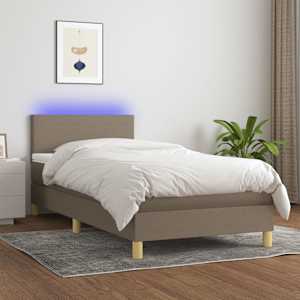 Box spring postel s matrací a LED taupe 80 x 200 cm textil - obrázek 1
