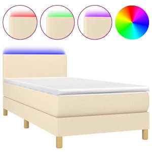 Box spring postel s matrací a LED krémová 80 x 200 cm textil - obrázek 2