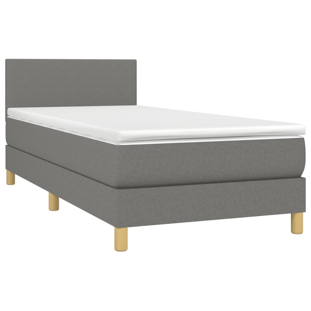 Thumbnail - vidaXL Boxspringbett mit Matratze & LED Dunkelgrau 90x190 cm Stoff