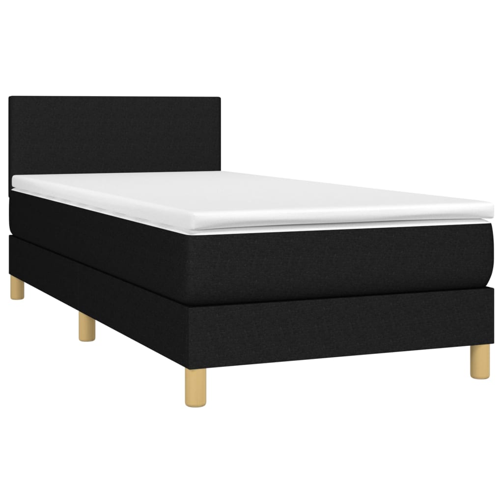 vidaXL Boxspring met matras en LED stof zwart 90x190 cm afbeelding