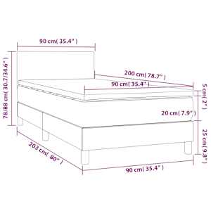 Box spring postel s matrací a LED tmavě hnědá 90x200 cm textil - obrázek 8