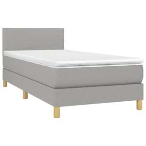 Box spring postel s matrací a LED světle šedá 100x200 cm textil - obrázek 3