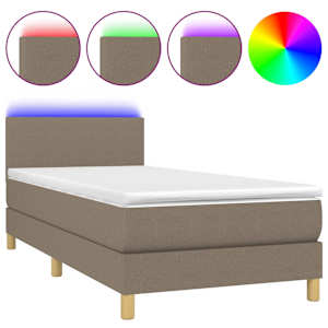 Box spring postel s matrací a LED taupe 100x200 cm textil - obrázek 2