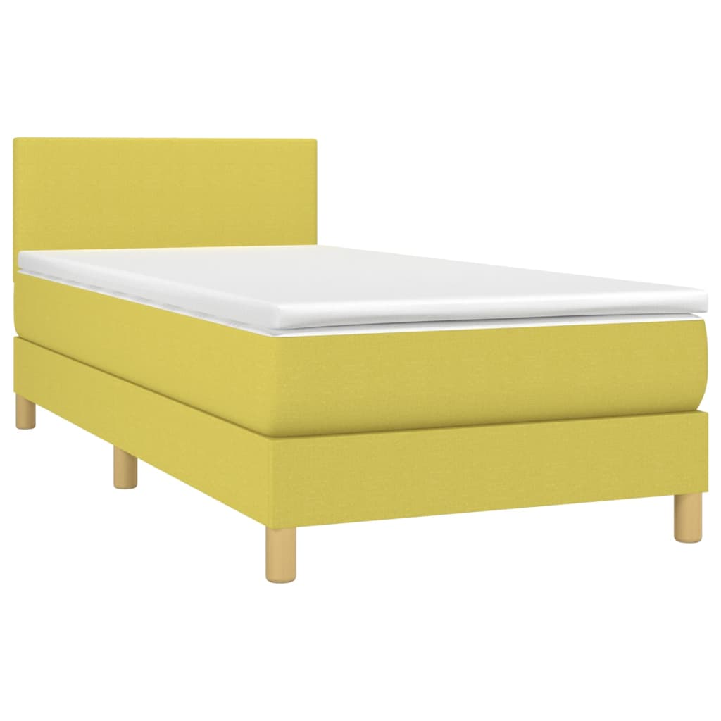 Боксспринг легло с матрак и LED, зелено, 100x200 см, плат