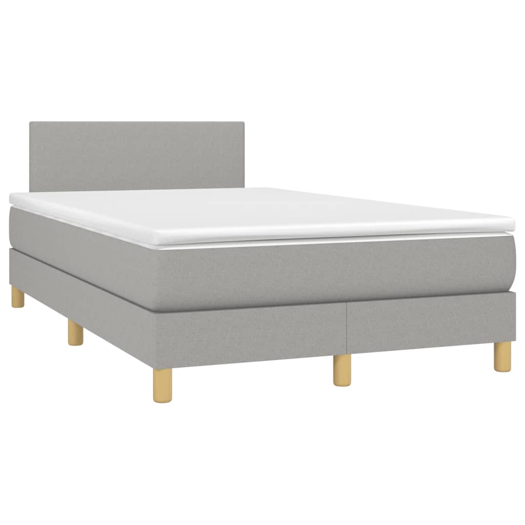 vidaXL Boxspring met matras en LED stof lichtgrijs 120x200 cm afbeelding