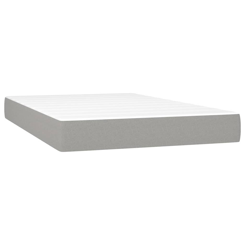 Box spring postelja z vzmetnico LED sv. siva 120x200 cm blago