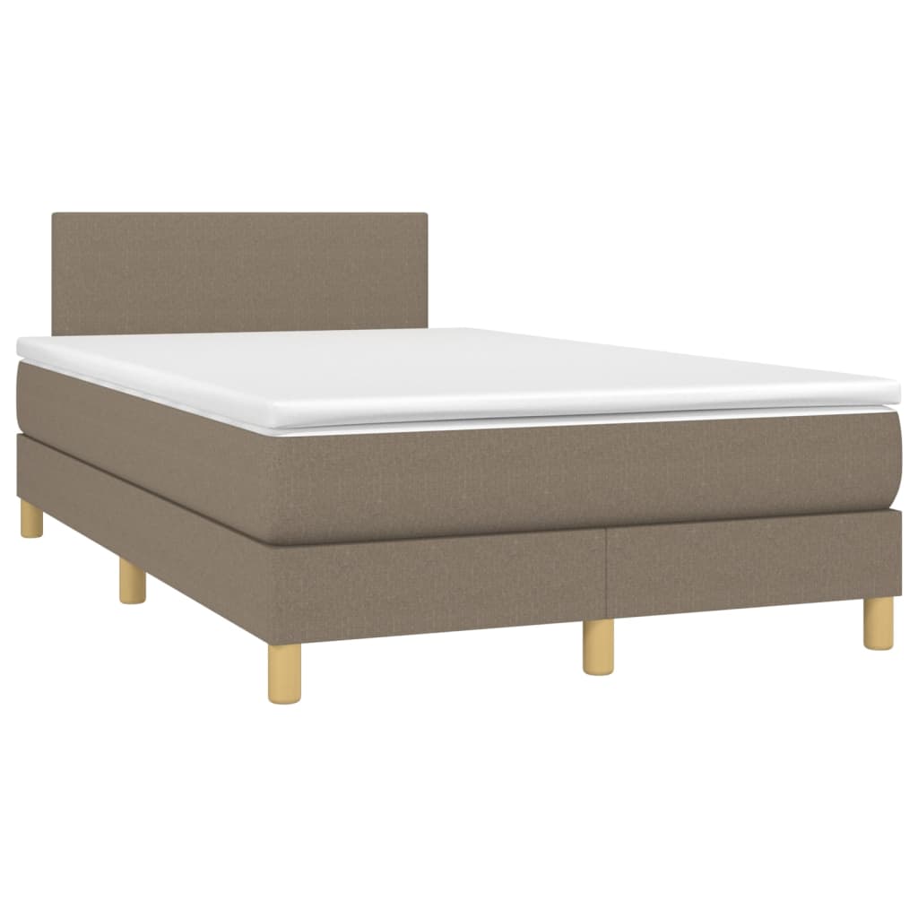 vidaXL Boxspring met matras en LED stof taupe 120x200 cm afbeelding