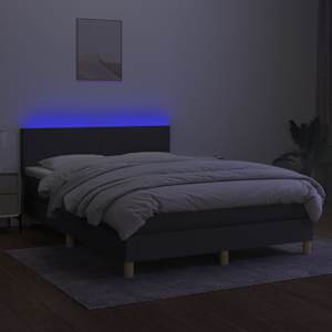 Box spring postel s matrací a LED tmavě šedá 140x190 cm textil - obrázek 4