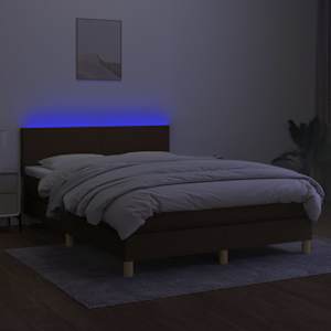 Box spring postel s matrací a LED tmavě hnědá 140x190 cm textil - obrázek 4