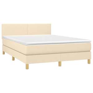 Box spring postel s matrací a LED krémová 140x190 cm textil - obrázek 3