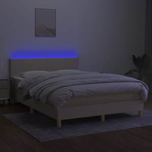 Box spring postel s matrací a LED krémová 140x190 cm textil - obrázek 4