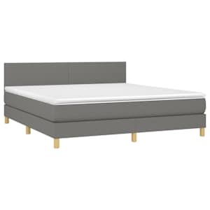 Box spring postel s matrací a LED tmavě šedá 160x200 cm textil - obrázek 3