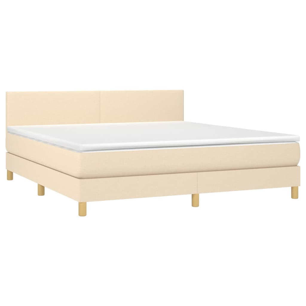 vidaXL Boxspring met matras en LED stof crèmekleurig 160x200 cm afbeelding