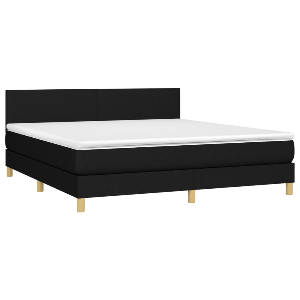 vidaXL Boxspring met matras en LED stof zwart 180x200 cm afbeelding