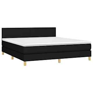 Box spring postel s matrací a LED černá 180x200 cm textil - obrázek 3