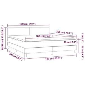 Box spring postel s matrací a LED černá 180x200 cm textil - obrázek 8