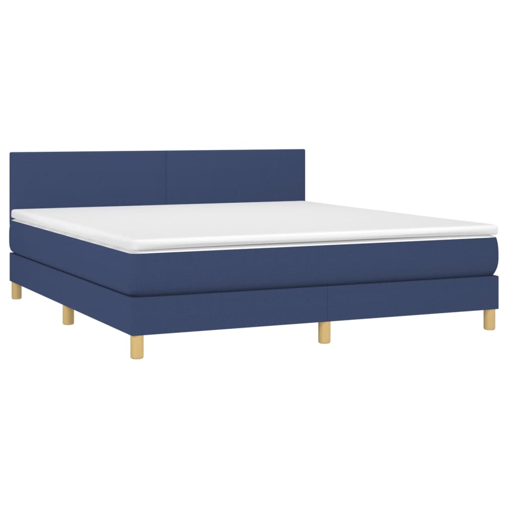vidaXL Boxspring met matras en LED stof blauw 180x200 cm afbeelding