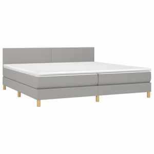 Box spring postel s matrací a LED světle šedá 200x200 cm textil - obrázek 3
