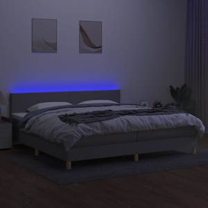 Box spring postel s matrací a LED světle šedá 200x200 cm textil - obrázek 4