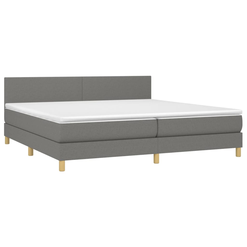 vidaXL Boxspring met matras en LED stof donkergrijs 200x200 cm afbeelding