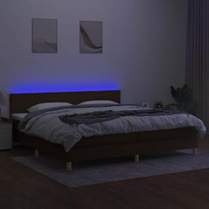 Box spring postel s matrací a LED tmavě hnědá 200x200 cm textil - obrázek 4