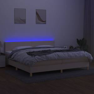 Box spring postel s matrací a LED krémová 200x200 cm textil - obrázek 4