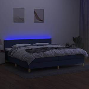 Box spring postel s matrací a LED modrá 200x200 cm textil - obrázek 4