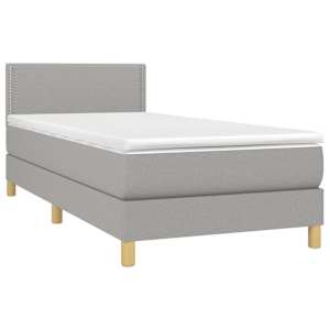 Box spring postel s matrací a LED světle šedá 90x190 cm textil - obrázek 3