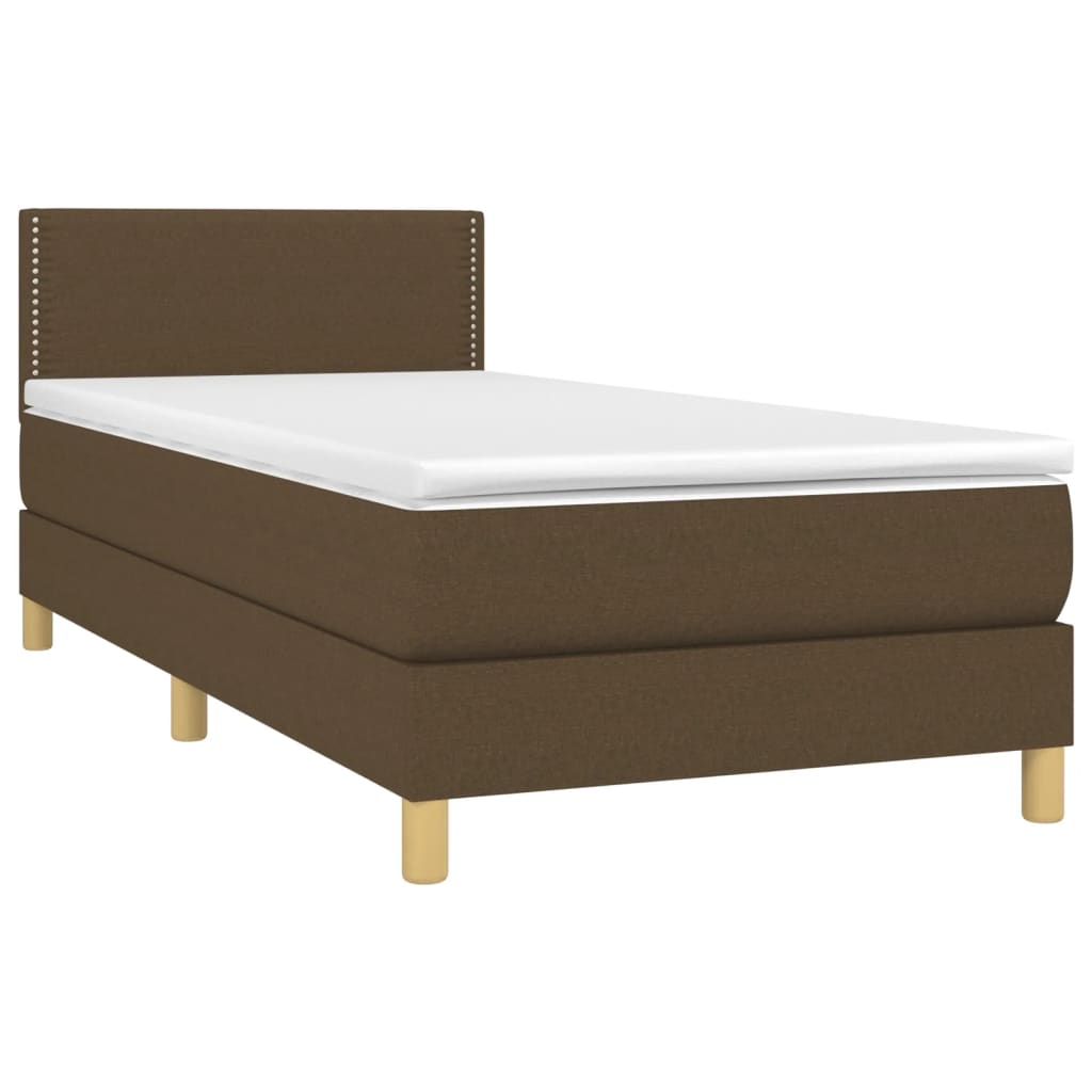 Thumbnail - vidaXL Boxspringbett mit Matratze & LED Dunkelbraun 90x200 cm Stoff