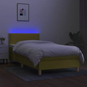Box spring postel s matrací a LED zelená 90x200 cm textil - obrázek 3