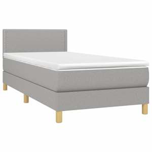Box spring postel s matrací a LED světle šedá 100x200 cm textil - obrázek 3