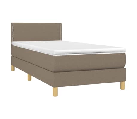 vidaXL Boxspringbett mit Matratze & LED Taupe 100x200 cm Stoff