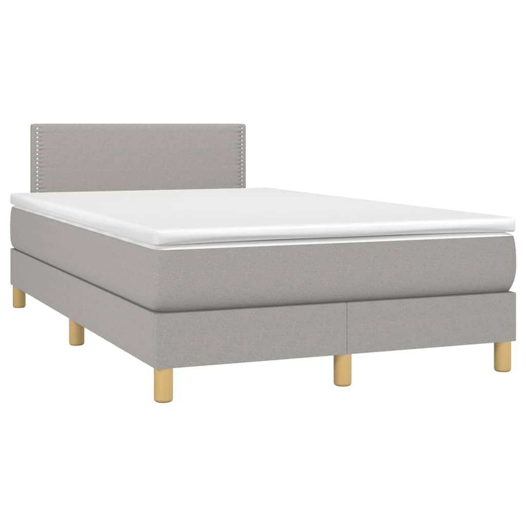 vidaXL Boxspring met matras en LED stof lichtgrijs 120x200 cm afbeelding