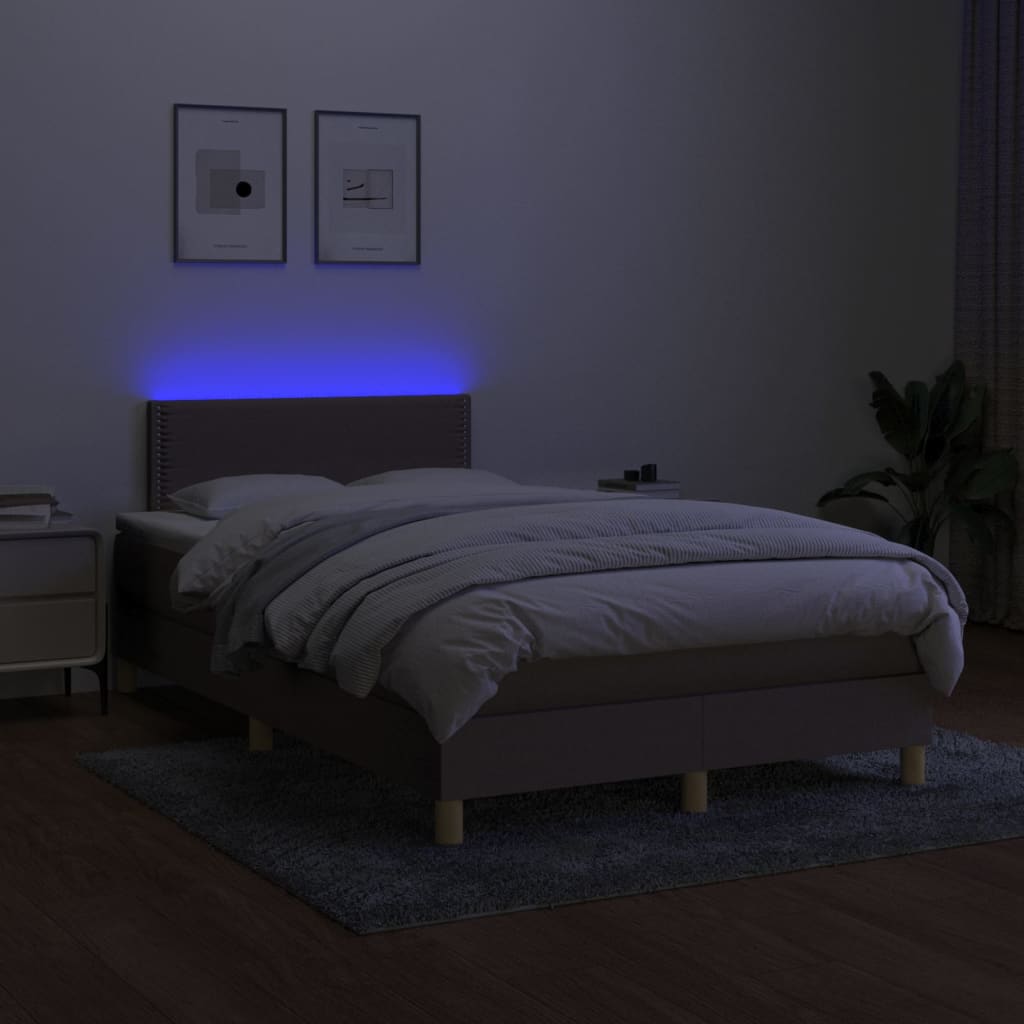 tópszínű szövet rugós és LED-es ágy matraccal 120 x 200 cm