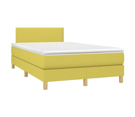 vidaXL Lova su spyruoklėmis/čiužiniu/LED, žalia, 120x200cm, audinys