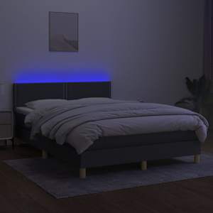 Box spring postel s matrací a LED tmavě šedá 140x190 cm textil - obrázek 3