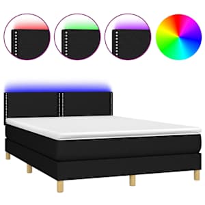 Box spring postel s matrací a LED černá 140x190 cm textil - obrázek 2