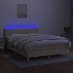 Box spring postel s matrací a LED krémová 140x190 cm textil - obrázek 3