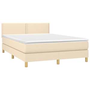 Box spring postel s matrací a LED krémová 140x190 cm textil - obrázek 4
