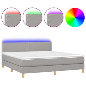 Box spring postel s matrací a LED světle šedá 180x200 cm textil - obrázek 2