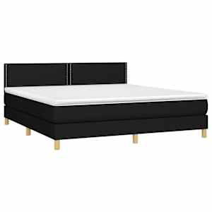 Box spring postel s matrací a LED černá 180x200 cm textil - obrázek 4