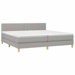 Box spring postel s matrací a LED světle šedá 200x200 cm textil - obrázek 4