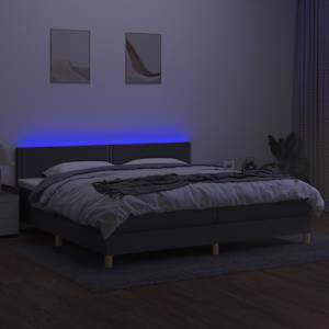 Box spring postel s matrací a LED tmavě šedá 200x200 cm textil - obrázek 3