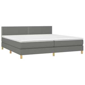 Box spring postel s matrací a LED tmavě šedá 200x200 cm textil - obrázek 4
