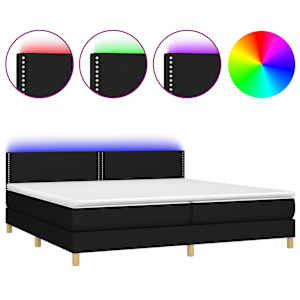 Box spring postel s matrací a LED černá 200x200 cm textil - obrázek 2