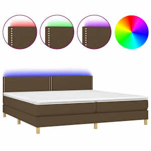Box spring postel s matrací a LED tmavě hnědá 200x200 cm textil - obrázek 2