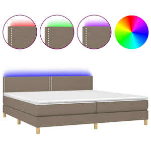Box spring postel s matrací a LED taupe 200x200 cm textil - obrázek 1
