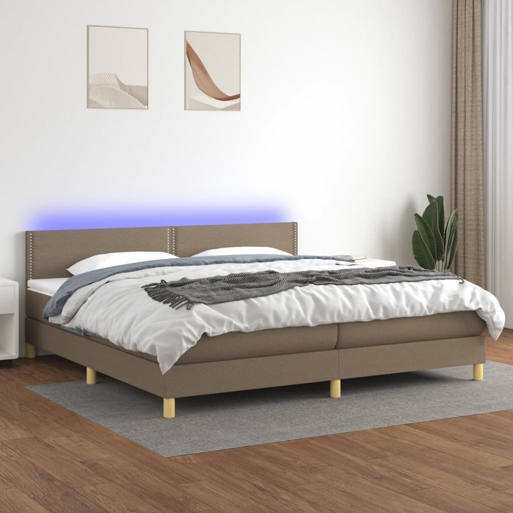 Thumbnail - vidaXL Boxspringbett mit Matratze & LED Taupe 200x200 cm Stoff